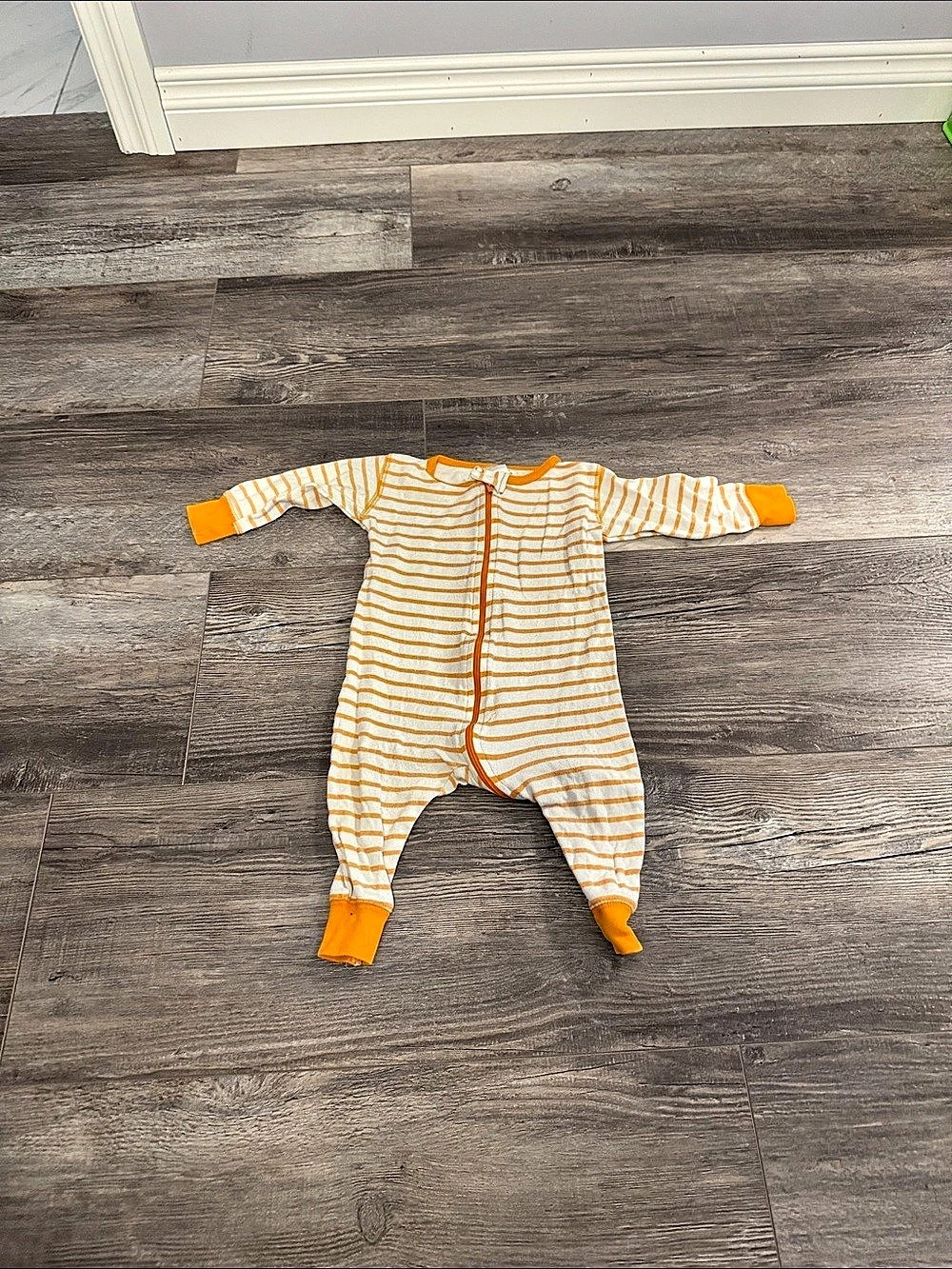 sweet peanut vancouver Striped Footie in Orange & White Size 6-12M